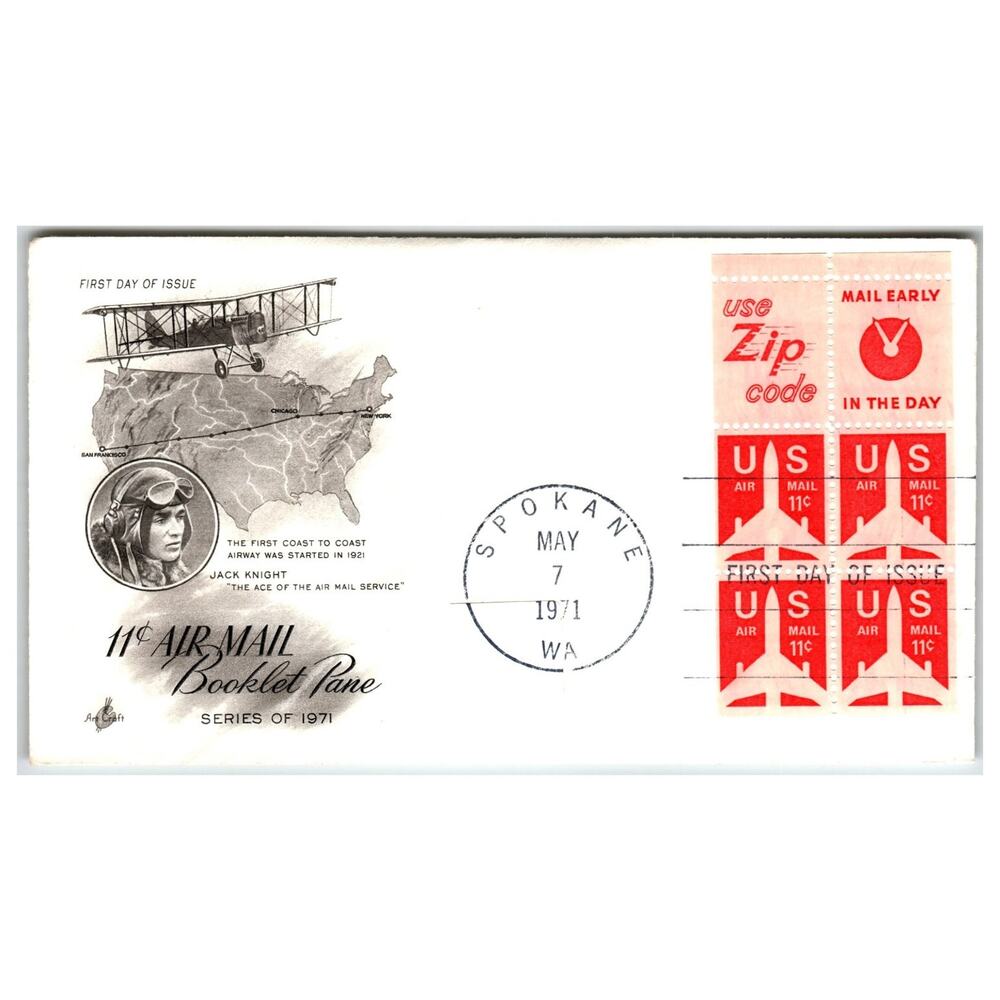 Scott #C79a Air Mail Booklet Pane 1971 First Day Cover FDC Artcraft Unaddressed